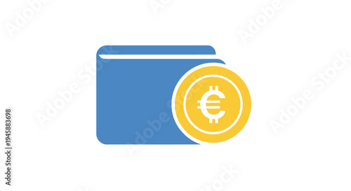 Blue wallet with euro currency symbol.