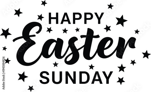 Happy easter sunday greeting with starry design