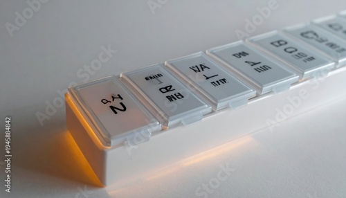 Wallpaper Mural Clear daily pill organizer with labeled compartments for medication management and health scheduling Torontodigital.ca