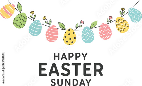 Easter sunday celebration with colorful eggs