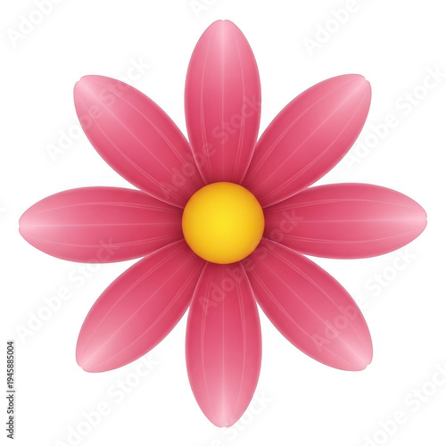 A vibrant pink daisy with a bright yellow center blooming beautifully png