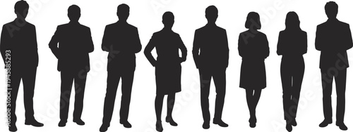 WebVector illustration of business team silhouettes, corporate group, professional workforce, men and women, diversity, organization, leadership, teamwork, office, design