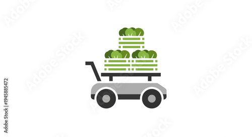 Cart loaded with fresh green vegetables.