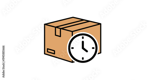 Brown cardboard box with clock.