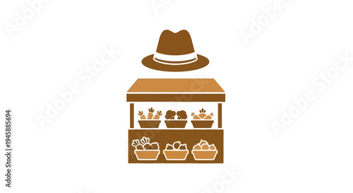 Brown hat on bread display shelf.