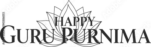 Happy guru purnima celebration logo with lotus flower
