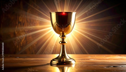 Wallpaper Mural Ornate Golden Chalice Filled with Red Wine and Radiant Light, Symbolizing Holy Communion Torontodigital.ca