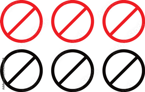 No entry signs in red and black on white background