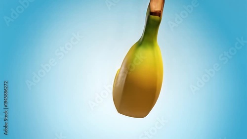Single ripe banana against gradient background for product display