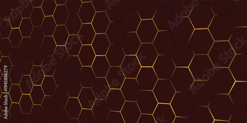 Glowing hexagonal network on maroon abstract background with luminous nodes, subtle sparks, circuit suggestion, futuristic tech vibe and data security atmosphere for technology themes.