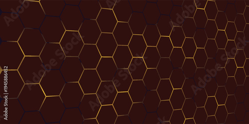 Glowing hexagonal network on maroon abstract background with luminous nodes, subtle sparks, circuit suggestion, futuristic tech vibe and data security atmosphere for technology themes.