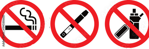 No smoking signs for cigarettes ecigarettes and vaporizers