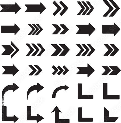 Title: collection of black directional arrows