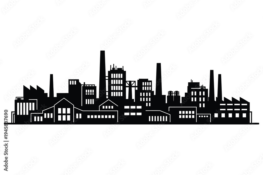 Fototapeta premium Industrial cityscape silhouette