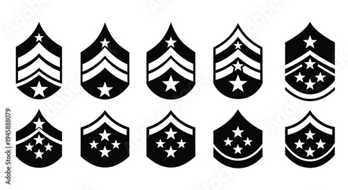 United states army rank insignia displayed in a graphic black silhouette