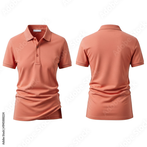 Classic short-sleeved polo shirt in light terracotta color for casual wear
