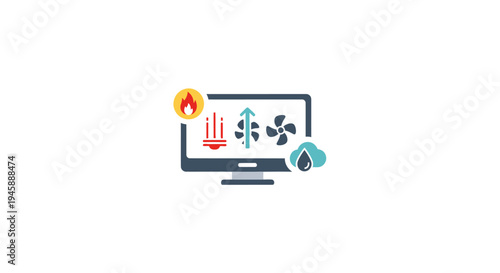 Computer screen with eco friendly icons.