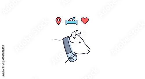 Cow wearing headphones profile view.