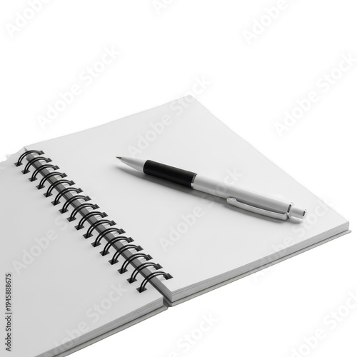 Spiral-bound notebook with a pen resting on top of it