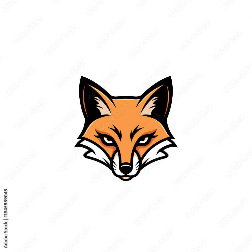 Fototapeta premium A stylized illustration of a fox's head with sharp features and an intense gaze.