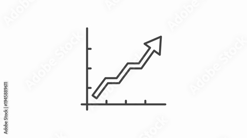 Conceptual vector illustration of an upward trending line graph, symbolizing progress, business growth, financial improvement, and data visualization success in a clear, modern style