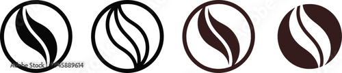 Four coffee bean icons in different shades of brown and black