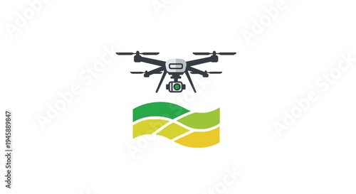 Drone Flying Over Green Landscape Aerial.