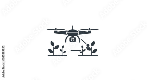 Drone Flying Over Green Plants Aerial.