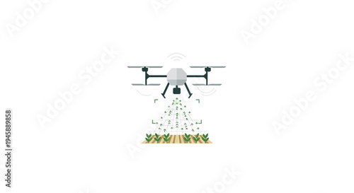 Drone flying over green plants.