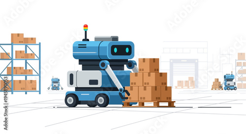 Autonomous robot loading cardboard boxes in warehouse environment