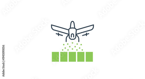 Drone spraying green fields agriculture.