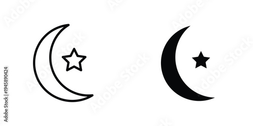 Islam star and crescent icon graphic design vector symbols. Best for Graphics