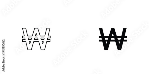 Korean won icon graphic design vector symbols. Best for Graphics