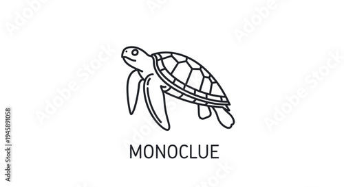Black and white turtle illustration on white background