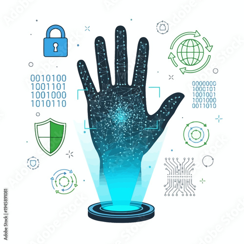 Digital hand scanning technology representation of biometric identification