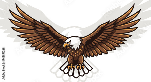 Majestic eagle with wings spread wide on white background vector illustration