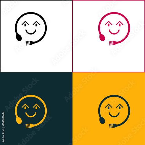 Minimalist Food House Logo with Smiling Face