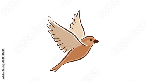 Cartoon bird flying with outstretched wings on white background vector design