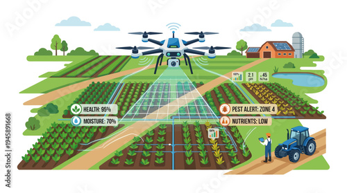 Drone technology monitors agricultural fields for optimal crop management