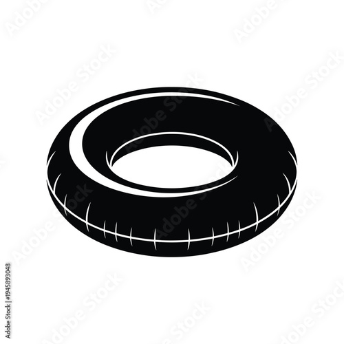 Black and white illustration of a circular inflatable swimming ring