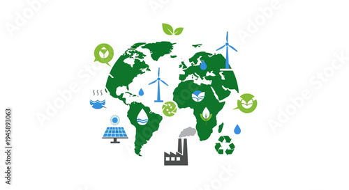 Sustainable energy and environmental conservation concept illustration