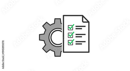 Gear and checklist document icon.