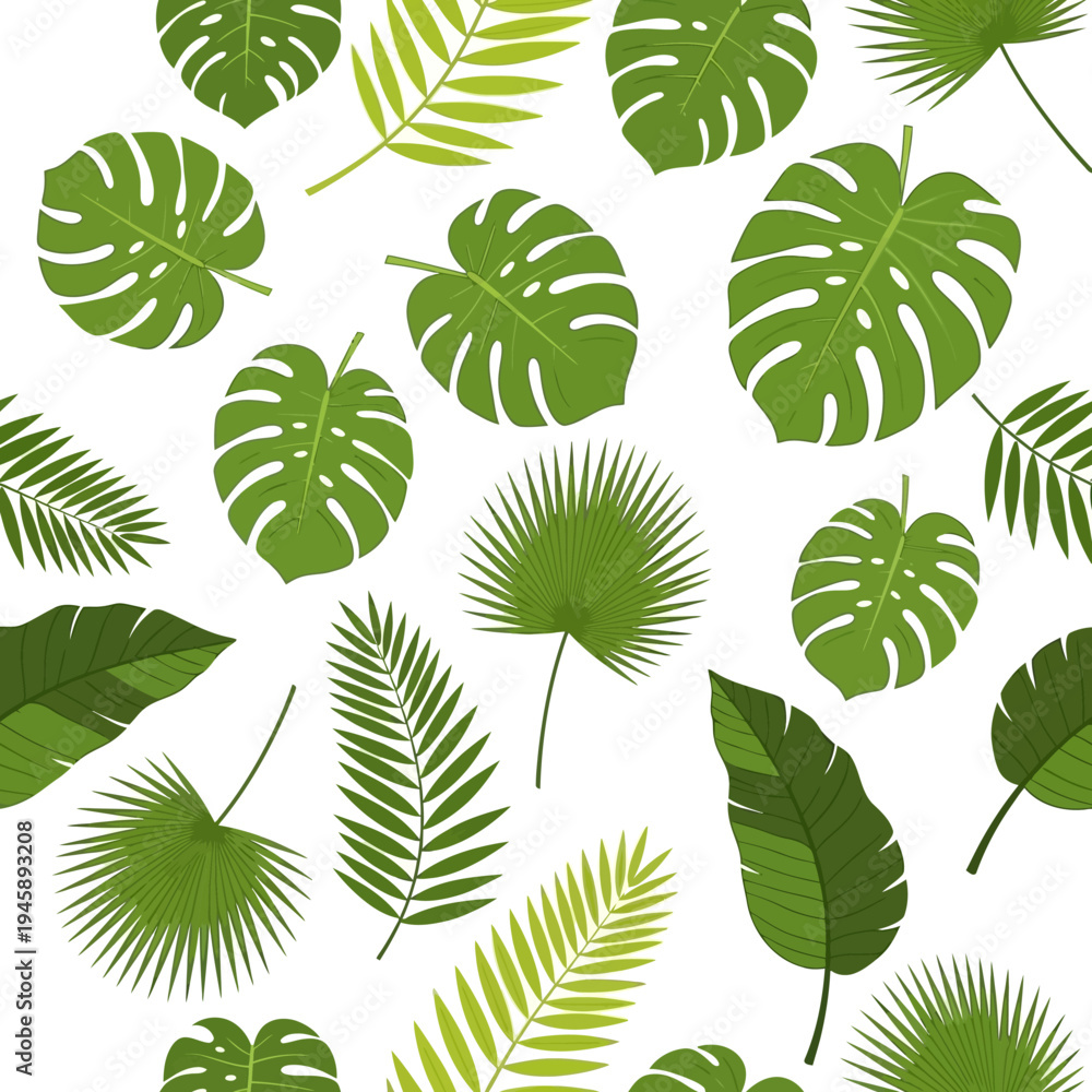 Fototapeta premium Vibrant tropical leaf pattern seamless design for decorative background