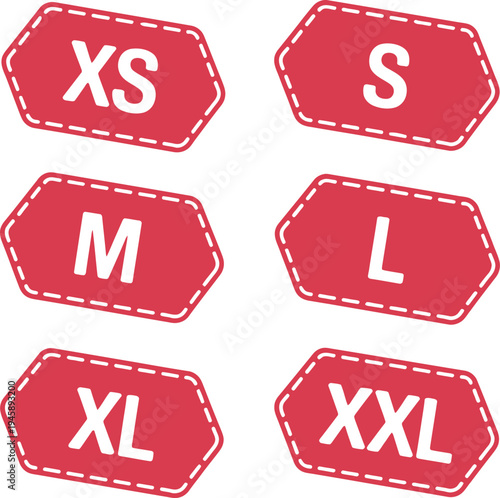 Clothing Size Labels Set From XS To XXL For Retail And E-commerce