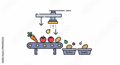 Food sorting on a conveyor belt.