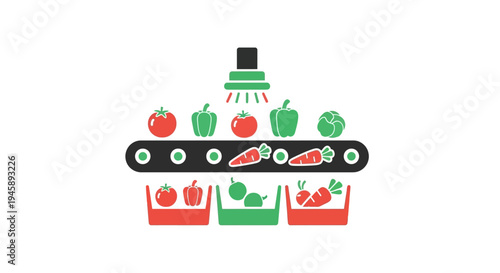 Food sorting machine in action.