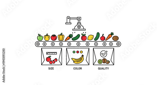 Fresh fruit sorting on conveyor belt.