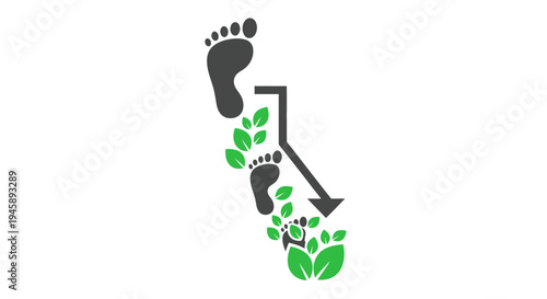 Footprints with growing green leaves eco.