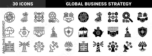 Global Financial Management Symbols Featuring Hybrid Concepts Like Data Abacus Shaking Hands Tree Growth And Monetary Security Elements