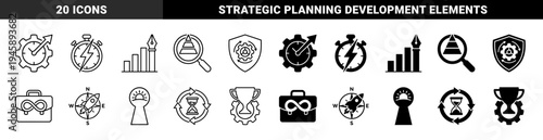 Business Performance Hybrid Symbols Merging Clock with Gear Rocket on Compass and Hourglass in Motion Representing Strategic Growth and Efficiency